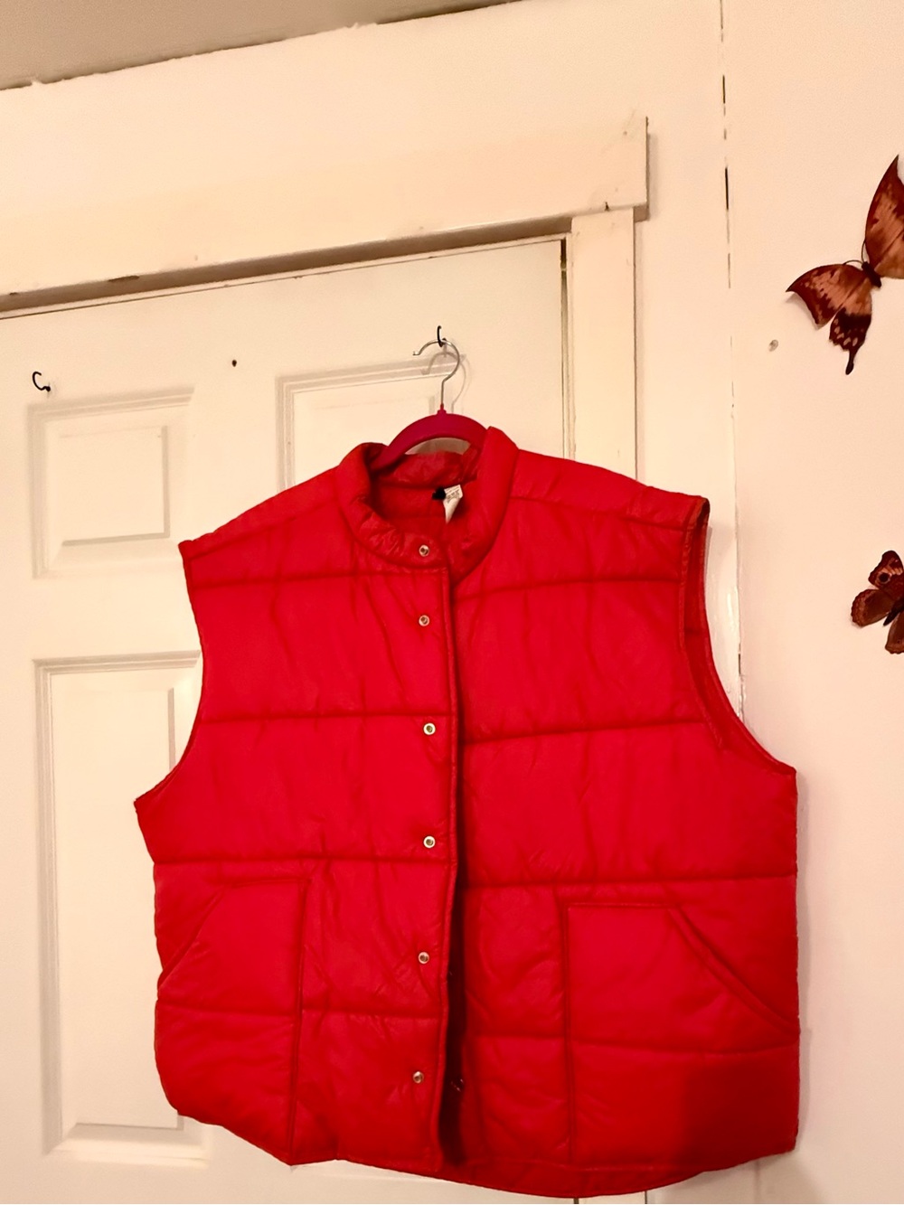 Vintage Red Quilted Sleeveless Puffer Vest